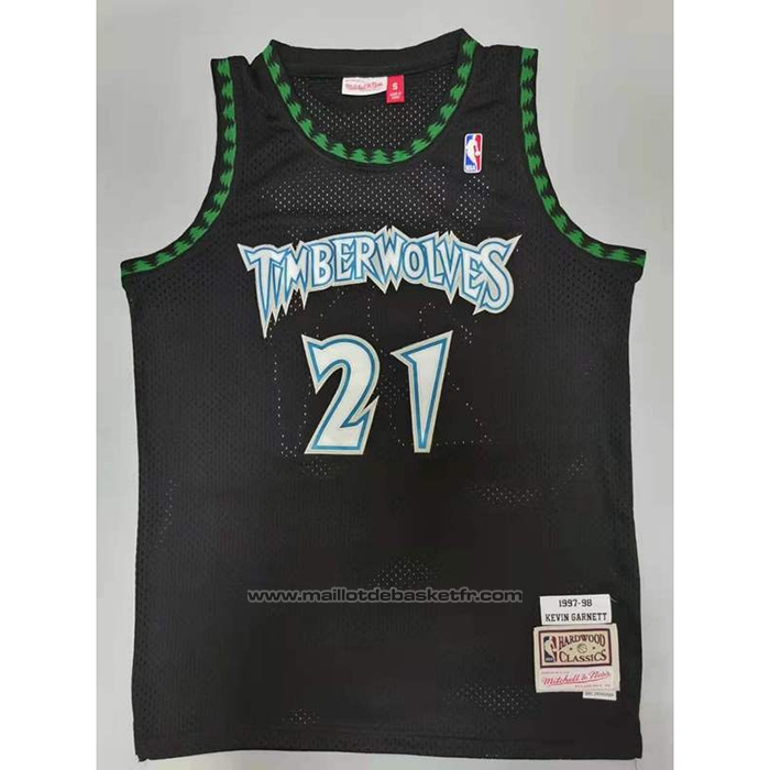 Maillot Minnesota Timberwolves Kevin Garnett #21 Hardwood Classics Throwback Noir